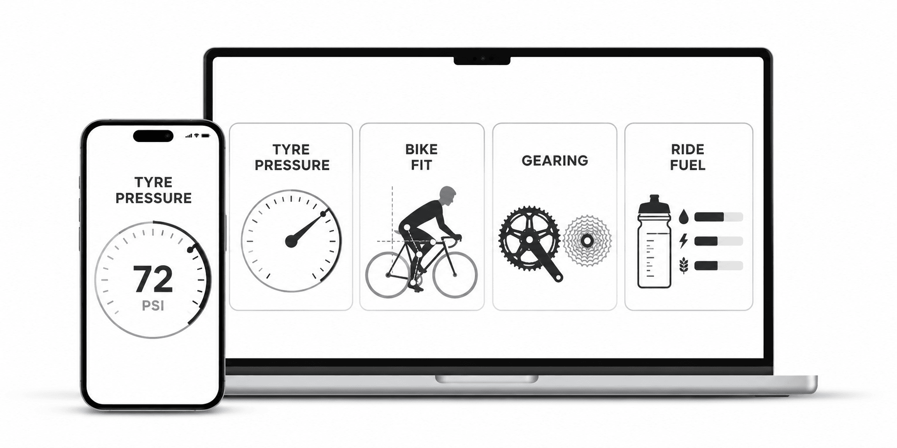 Free cycling tools displayed on a laptop and phone