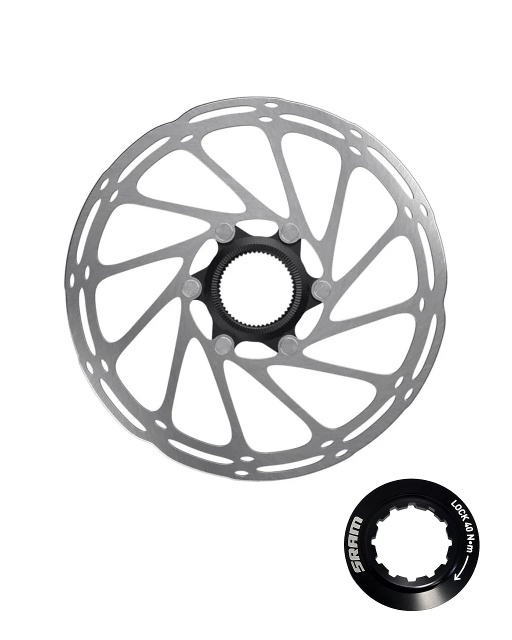 SRAM rotor centerline centerlock 160MM rounded (includes lockring), view 1